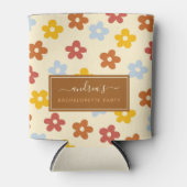 Retro jaren 60 70 Flowerige Meisjesuitnodiging Gro Blikjeskoeler (Voorkant)