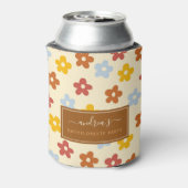 Retro jaren 60 70 Flowerige Meisjesuitnodiging Gro Blikjeskoeler (Blikje Achterkant)