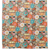 RETRO jaren 60 70 Hippie Bus Gevoel Groovy Bloem  Douchegordijn (Voorkant)