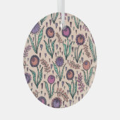 Retro jaren 60 Bloemen: Home Decor Patroon Glas Ornament (Voorkant Rechts)