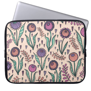Retro jaren 60 Bloemen: Home Decor Patroon Laptop Sleeve