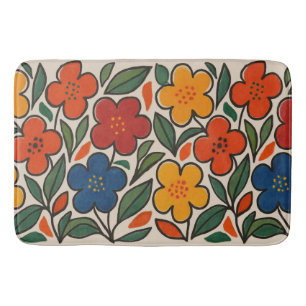 Retro jaren 60 bloemmotief badmat