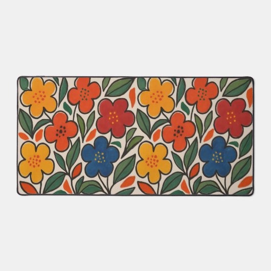 Retro jaren 60 bloemmotief bureaumat (Voorkant)