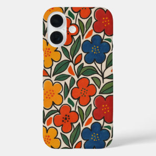 Retro jaren 60 bloemmotief iPhone 16 hoesje