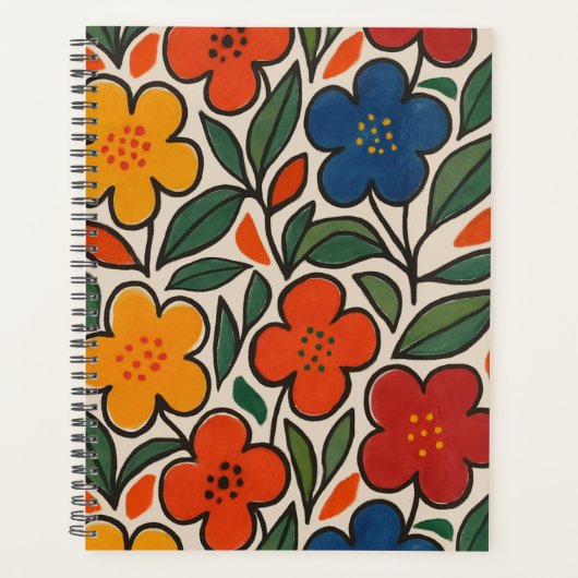Retro jaren 60 bloemmotief planner (Voorkant)