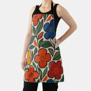 Retro jaren 60 bloemmotief schort
