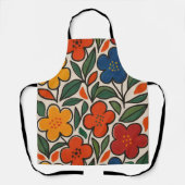 Retro jaren 60 bloemmotief schort (Voorkant)
