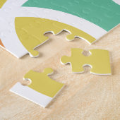 Retro jaren 60 Cirkel Ovalen Oranje Turkoois Goud Legpuzzel (Zijkant)