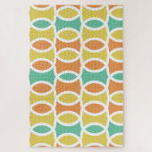 Retro jaren 60 Cirkel Ovalen Oranje Turkoois Goud Legpuzzel (Verticaal)