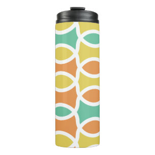Retro jaren 60 Cirkels Ovalen Oranje Teal Goud Thermosbeker