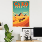 Retro jaren 60 Egypte:  Caïro Express Poster (Thuiskantoor)