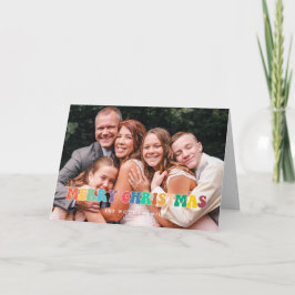 Retro jaren 60 hippie plezierig kerstfeest familie feestdagen kaart