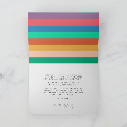 Retro jaren 60 hippie plezierig kerstfeest familie feestdagen kaart (Binnen)