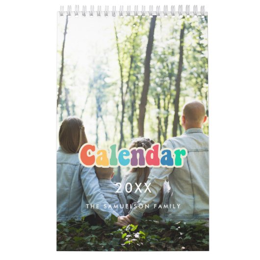 Retro jaren 60 hippie schrift familie kalender 202 (Hoes)