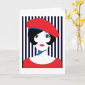 Retro jaren 60 Jonge vrouw Kaart (Gele Bloem)