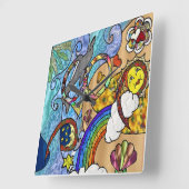 Retro jaren 60 psychedelische klok bij het strand (Hoek)