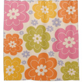 Retro jaren 60 Stijl Bloemen Patroon Douchegordijn (Voorkant)