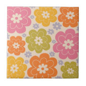 Retro jaren 60 Stijl Bloemen Patroon Tegeltje (Voorkant)