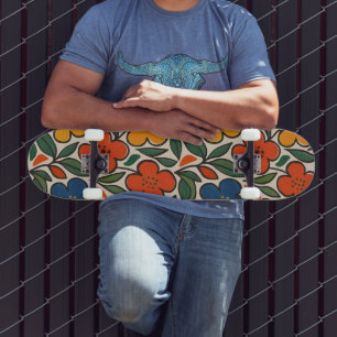 Retro jaren 60 stijl bloempatroon persoonlijk skateboard