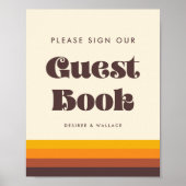 Retro jaren 60 vintage teken onze gastenboek trouw poster (Voorkant)