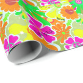 Retro jaren '60: Vrede, liefde, rots en rots Cadeaupapier (Rol Hoek)