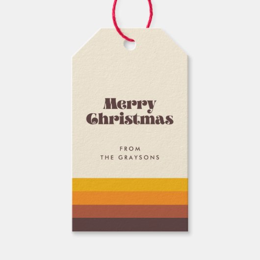 Retro jaren 60  Vrolijk Kerstfeest Cadeaulabel (Voorkant)