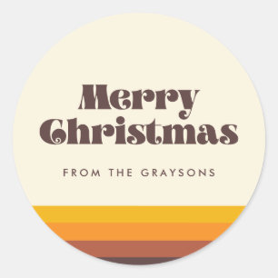 Retro jaren 60 Vrolijk Kerstfeest Ronde Sticker