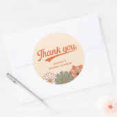 Retro jaren 70 Bruidsbruiloft Bedankje Ronde Sticker (Envelop)