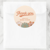 Retro jaren 70 Bruidsbruiloft Bedankje Ronde Sticker (Tas)