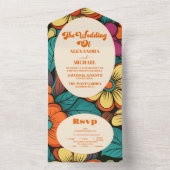 Retro jaren '70 Bruiloft All In One Uitnodiging (Binnen)