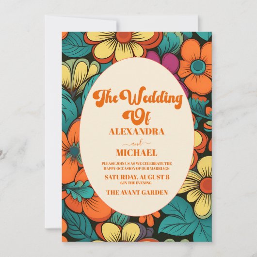 Retro jaren '70 Bruiloft Kaart (Voorkant)