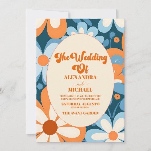 Retro jaren '70 Bruiloft Kaart (Voorkant)