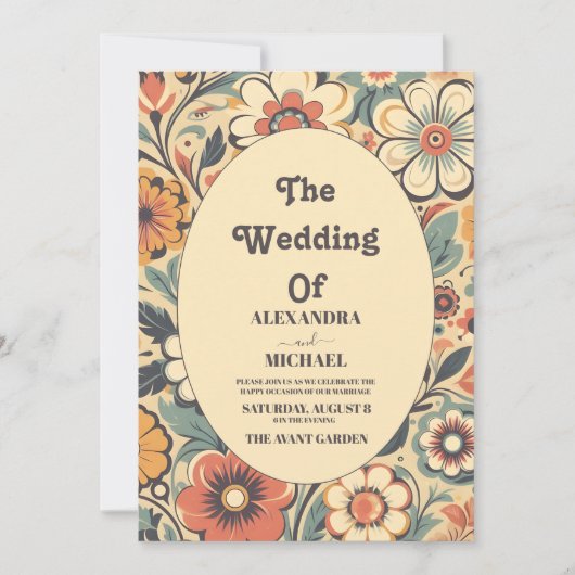 Retro jaren '70 Bruiloft Kaart (Voorkant)