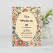  Retro jaren '70 Bruiloft Kaart (Staand voorkant)