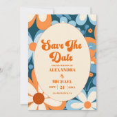 Retro jaren '70 Bruiloft Save The Date (Voorkant)