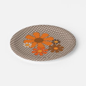Retro jaren 70  Floral Gingham Papieren Bordje (Gekanteld)