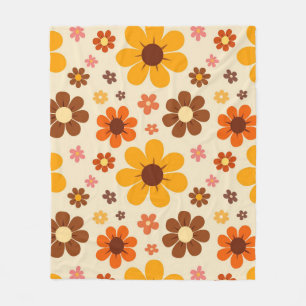 Retro jaren 70 Flower Power Naadloos Bloemmotief Fleece Deken
