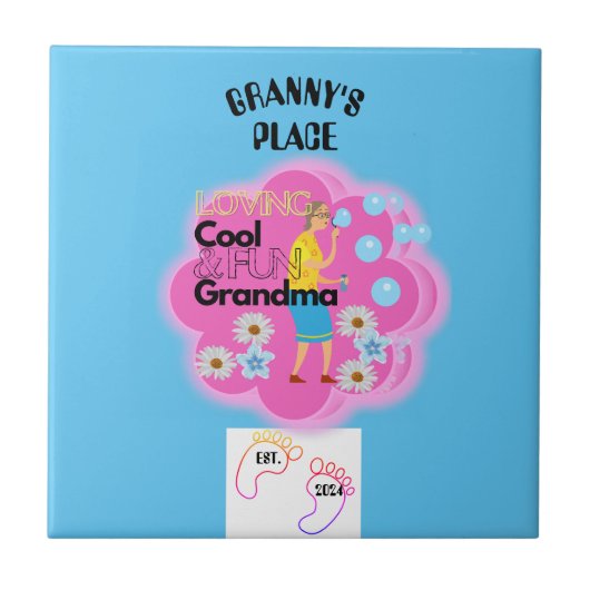 Retro jaren '70 Granny's Place Tegeltje (Voorkant)