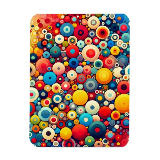 Retro jaren 70 kleurrijke cirkels magneet (Verticaal)