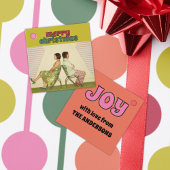 Retro jaren '70 Lettering Foto Kerstmis Bedankjes Labels