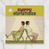 Retro jaren '70 Lettering Foto Kerstmis Bedankjes Labels (Voorkant)