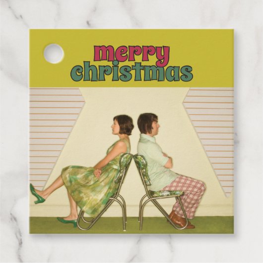 Retro jaren '70 Lettering Foto Kerstmis Bedankjes Labels (Voorkant)