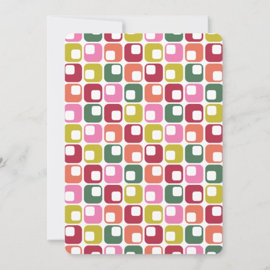 Retro jaren 70 Lime Groen en Roze Kerstfeest Kaart (Achterkant)