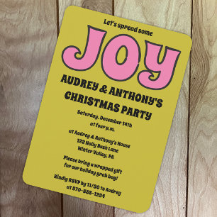 Retro jaren 70 Lime Groen en Roze Kerstfeest Kaart