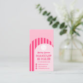 retro jaren 70 neon roze boog foto make-up visitekaartje (Staand voorkant)