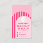retro jaren 70 neon roze boog foto make-up visitekaartje (Voorkant)