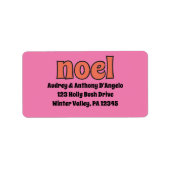 Retro jaren 70 Noel Roze Sinaasappel retouradres Etiket (Voorkant)