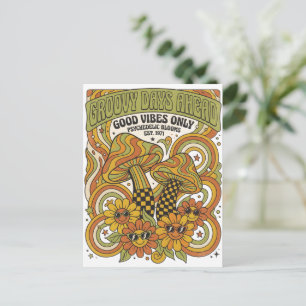 Retro jaren 70 psychedelisch ontwerp met paddensto briefkaart