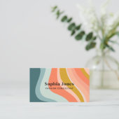 Retro  jaren '70 Rainbow Blauwgroen Sinaasappel Bu Visitekaartje (Staand voorkant)