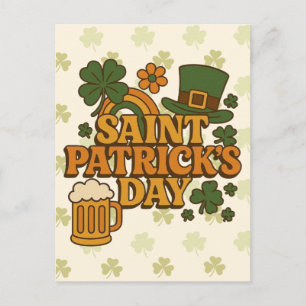 Retro jaren 70 St. Patrick's Day Briefkaart